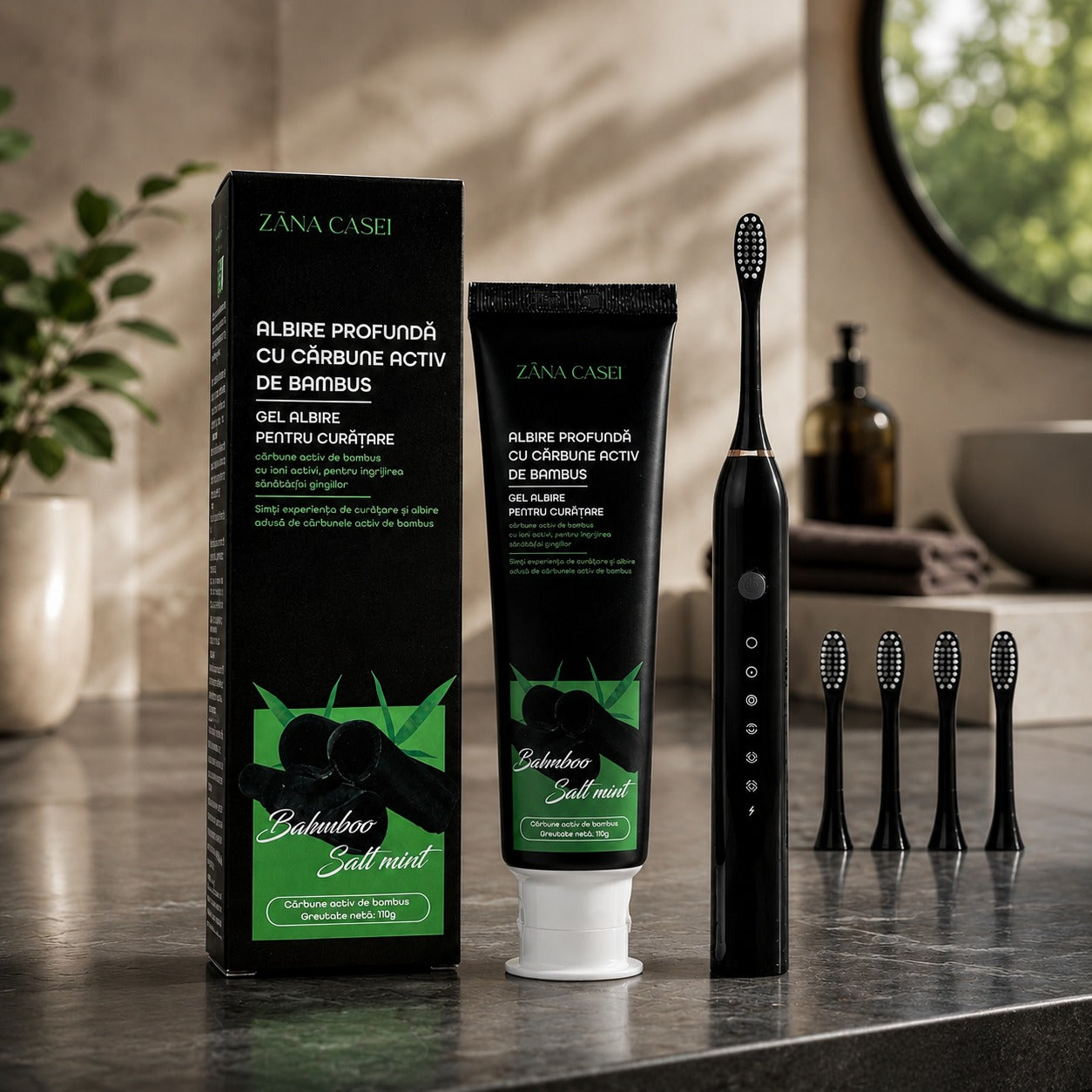 PASTA ALBIRE DINTI ZANA CASEI + CADOU PERIUTA SONIC CLEAN X3 cu 4 REZERVE