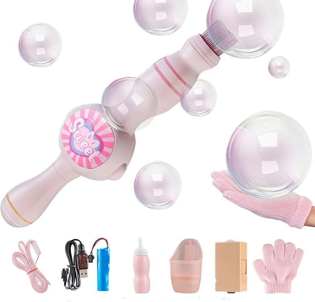 Masina de Bule de Fum Magic – Bagheta cu Efect de Ceata, Lumina Roz LED