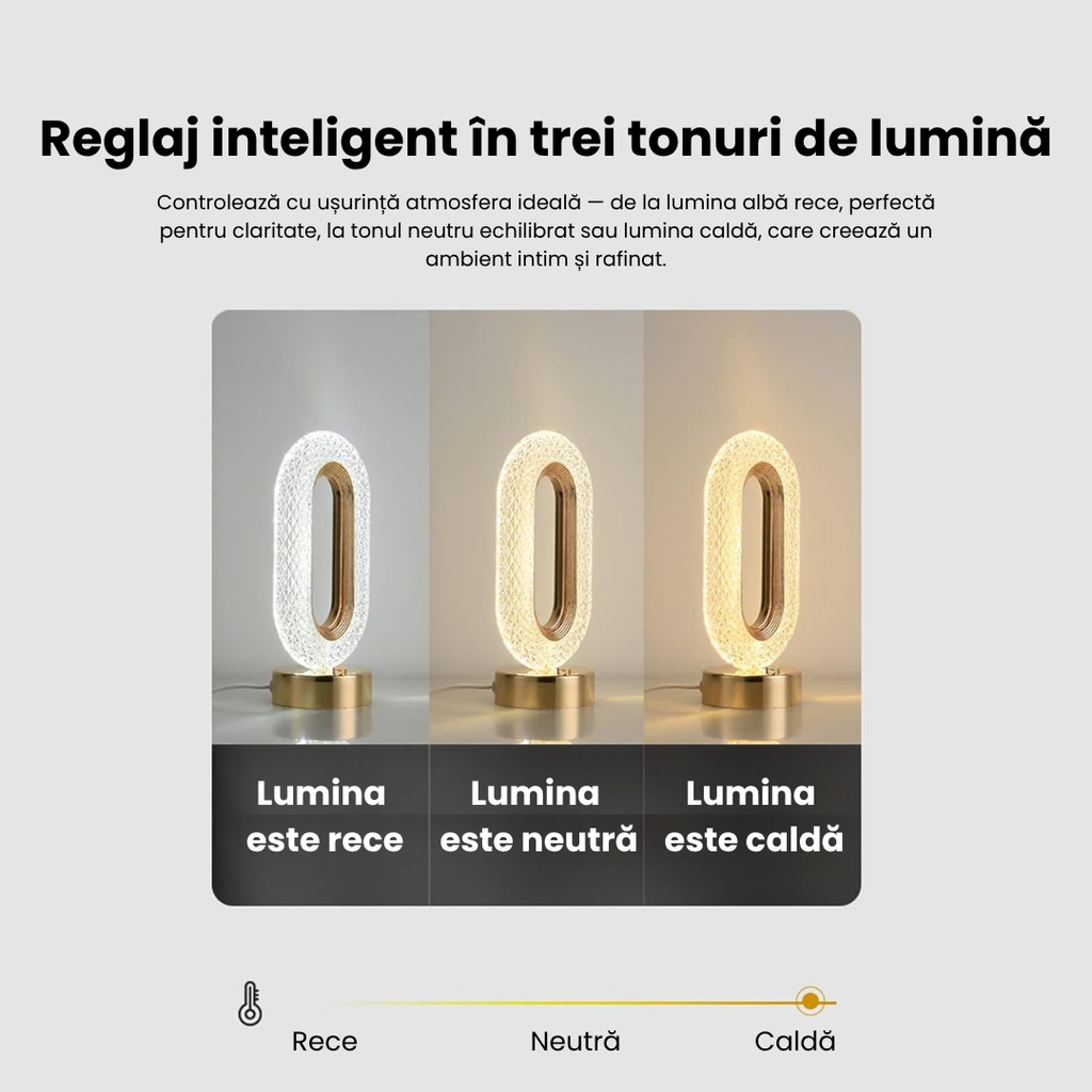 Lampă LED Cristal, Lumina Ambientală 3 Culori