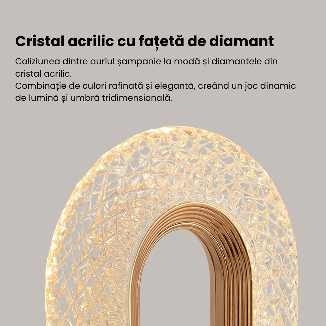 Lampă LED Cristal, Lumina Ambientală 3 Culori