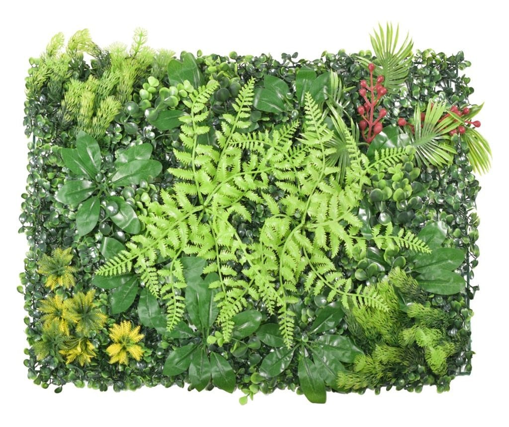Panou decorativ cu plante verzi artificiale, paravan tip gard viu, 60 x 40 cm