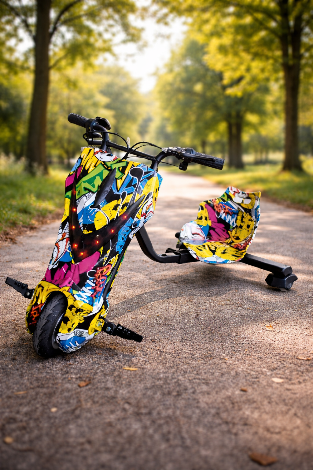 Tricicletă Electrică Copii cu Drift 360° – 150W, 36V, Bluetooth + Difuzor, Lumini LED, 20 km/h
