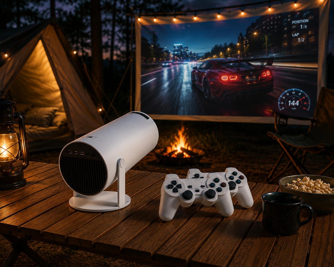 Videoproiector Portabil Inteligent cu 2 Controllere – Android 11, 4K, Wi-Fi 6, 130 inch