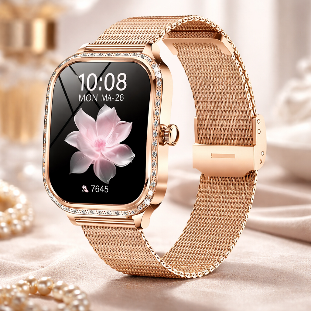 Smartwatch pentru Dama – Ecran FULL HD 1.75”, Monitorizare Sănătate, 130 Sporturi & Notificări