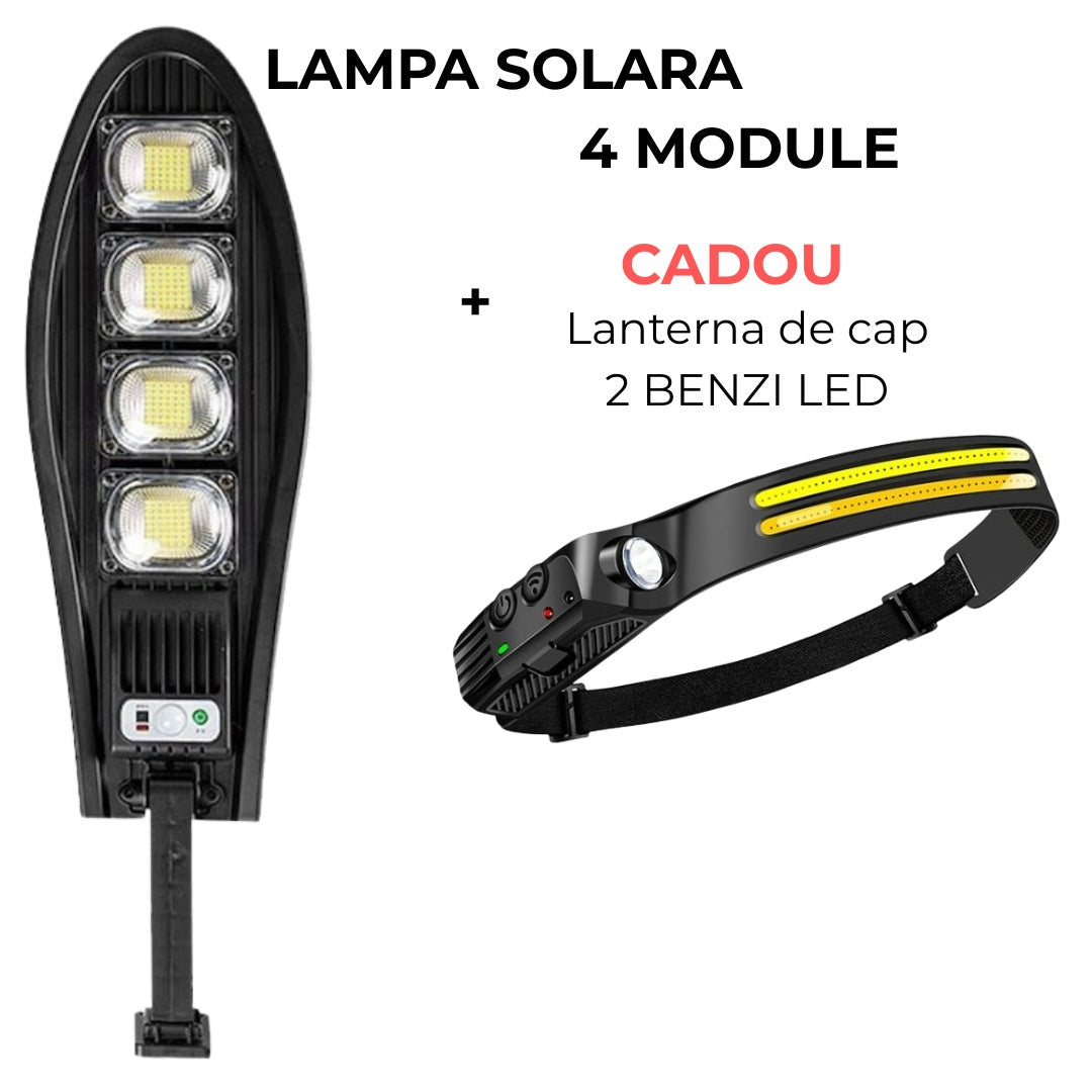 💡 Lampa Solară cu Telecomanda, 120W + CADOU Lampa LED pentru cap