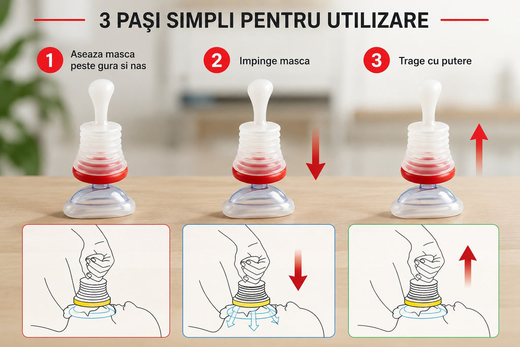Dispozitiv LifeGuard Anti Sufocare – Eliberare Căi Respiratorii, 2 Măști, Husă Inclusa