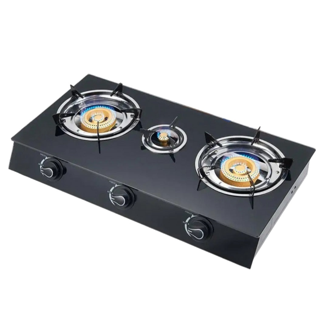 Aragaz cu plită din sticlă, 2 ochiuri, alimentare GPL (butelie), aprindere quartz – Design modern