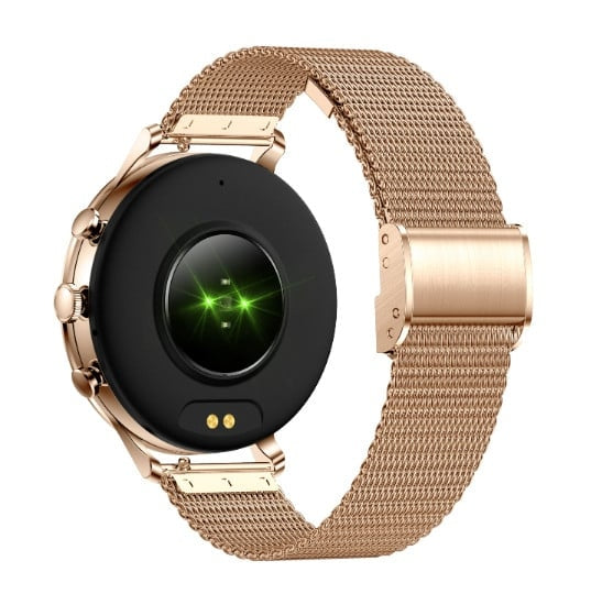 Ceas Smartwatch Dama, Curea Metalica și Silicon Sunshine Gold