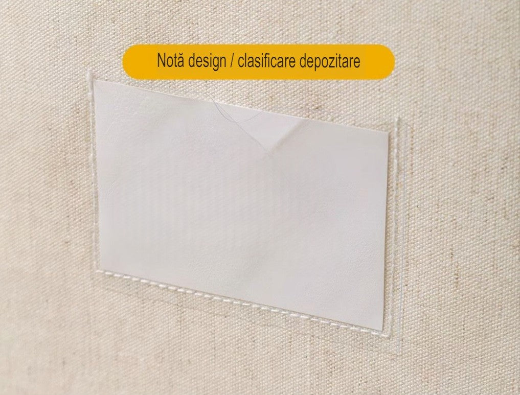 Cutie de Depozitare Pliabilă Crem, 66L – Textil Premium, Fereastră, Fermoar Dublu, Cadru Metalic, 50x40x33 cm