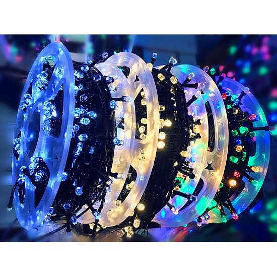 Instalație de Crăciun pentru Exterior Rola 100 m - Becuri LED, Cablu Ranforsat, Iluminat Fațade și Curți ZanaCasei.Ro