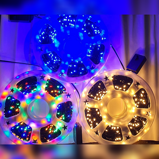 Instalație de Crăciun pentru Exterior Rola 100 m - Becuri LED, Cablu Ranforsat, Iluminat Fațade și Curți ZanaCasei.Ro