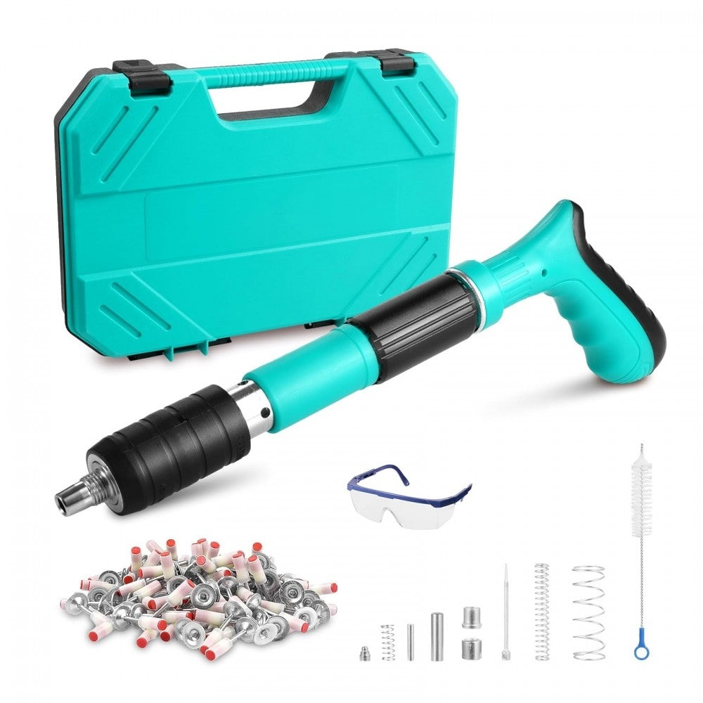 Pistol Manual Silențios de Bătut Cuie in Beton & Metal, 3 Trepte, 50 Cuie Incluse