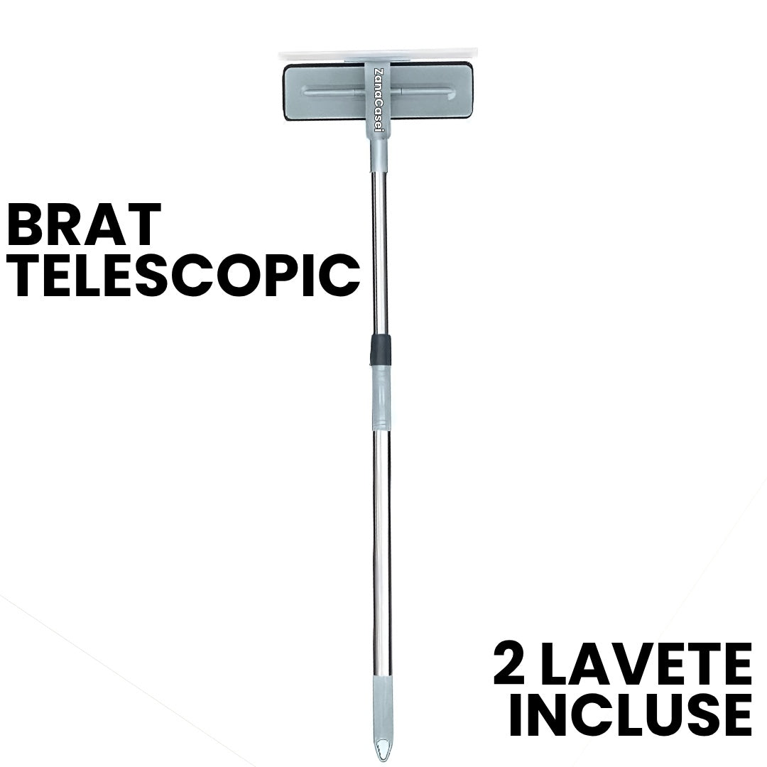Racletă Telescopică pentru Geamuri – Extensibilă până la 130 cm, cu 2 Rezerve Incluse