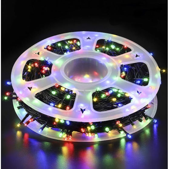 Instalație de Crăciun pentru Exterior Rola 100 m - Becuri LED, Cablu Ranforsat, Iluminat Fațade și Curți ZanaCasei.Ro