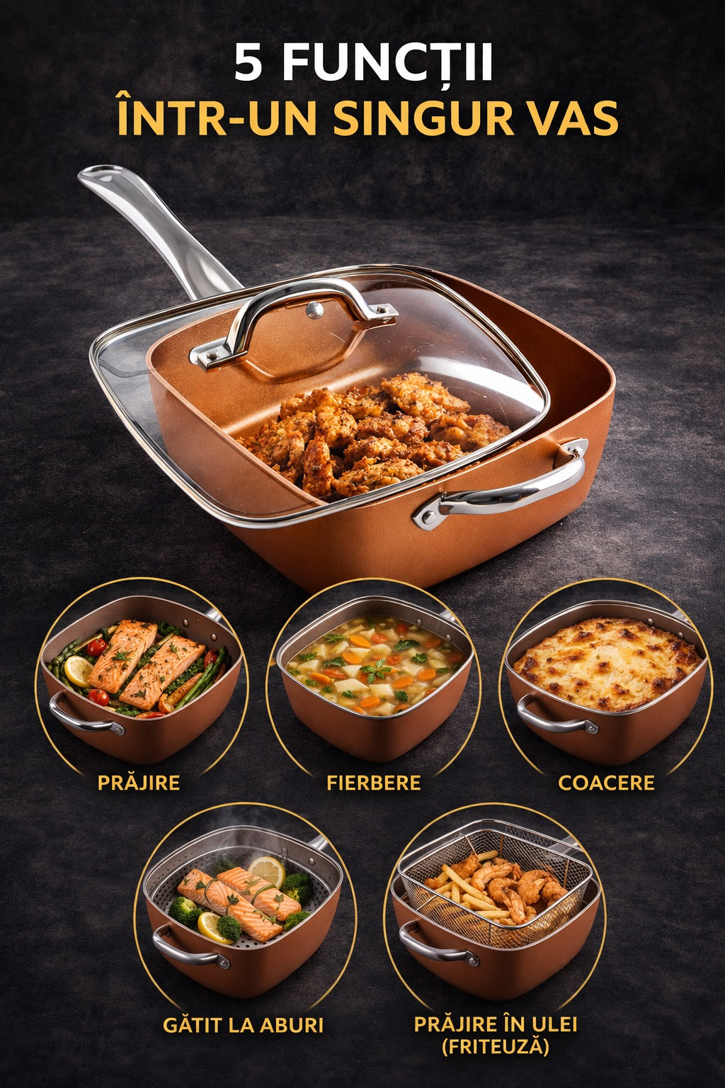 Tigaie non-aderenta multifunctionala 5 piese